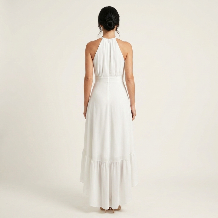 Leandra - Halter-Neck Ruffle-Skirt  Maxi Dress
