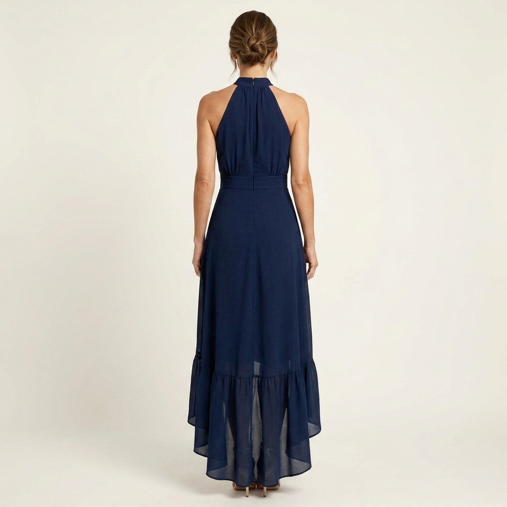 Leandra - Halter-Neck Ruffle-Skirt  Maxi Dress