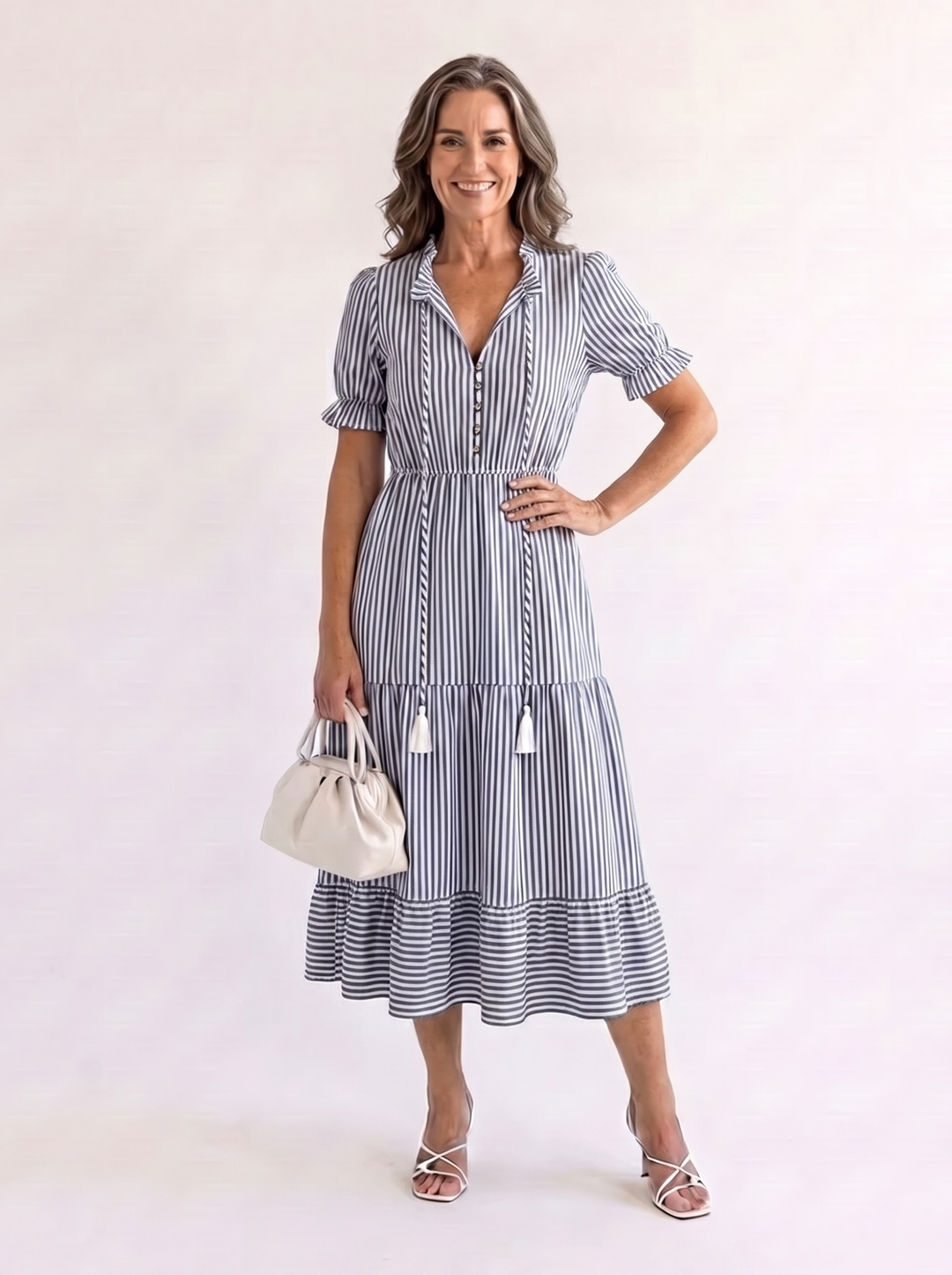Dakota - V-Neck Layered Tiered Midi Dress