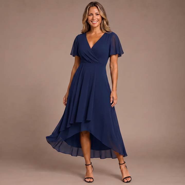 Aria - Butterfly Sleeve Chiffon V-Neck Maxi Dress