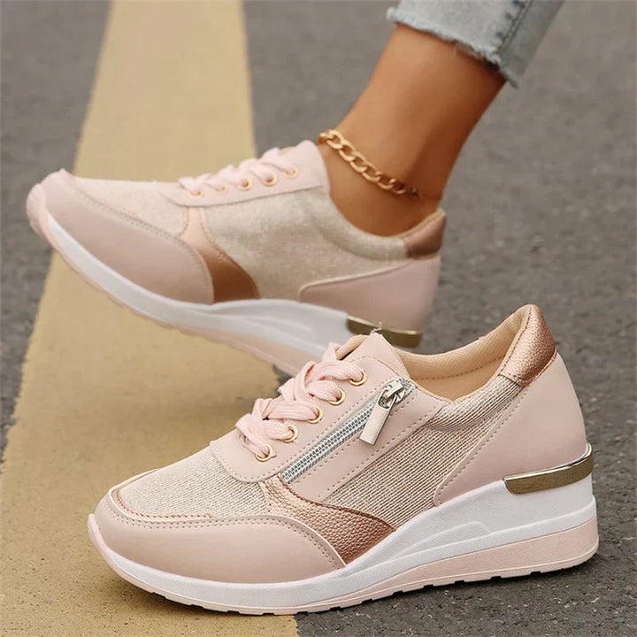 Lena - Lace-Up Side Zip Sneaker