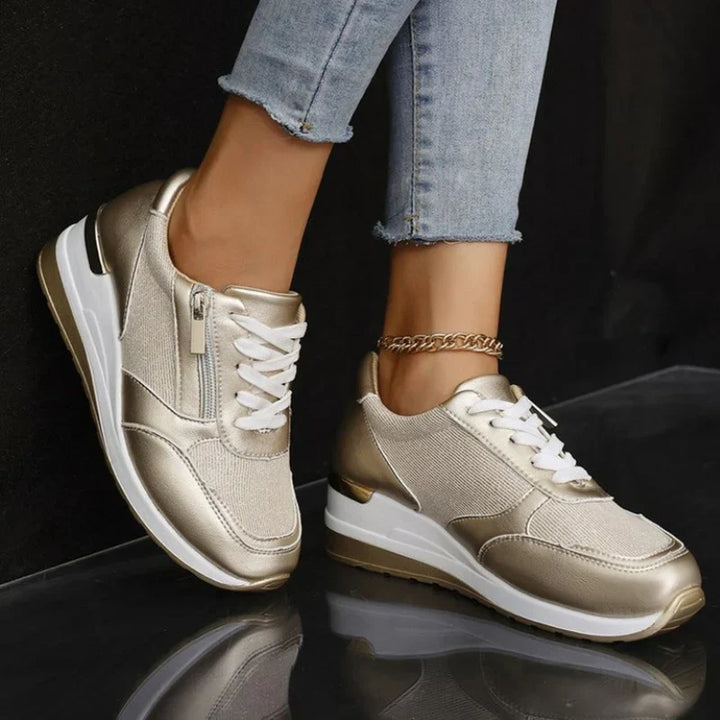 Lena - Lace-Up Side Zip Sneaker