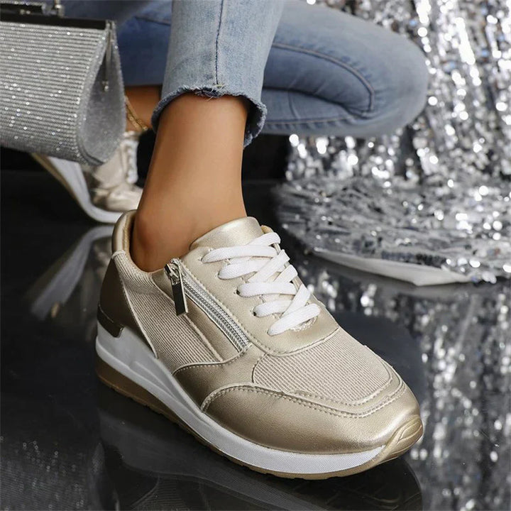 Lena - Lace-Up Side Zip Sneaker