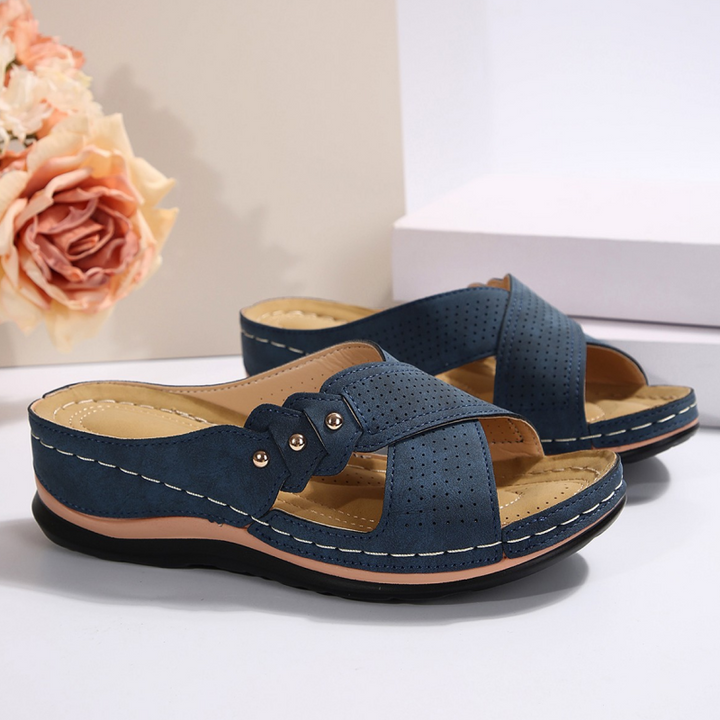 Vera - Cross Strap Wedge Sandals