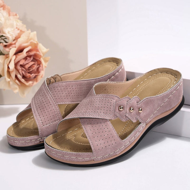 Vera - Cross Strap Wedge Sandals